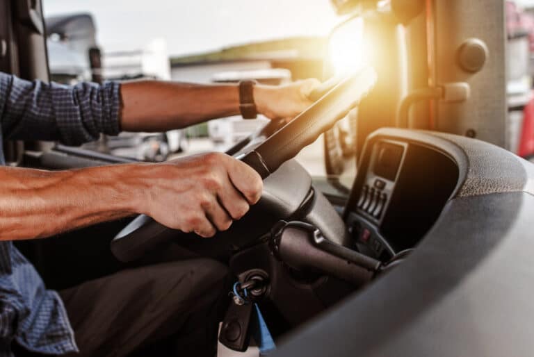 a trucker behind the wheel