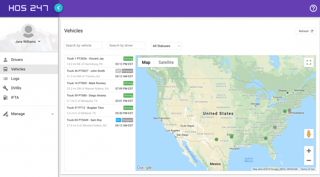 hos247 fleet tracking portal