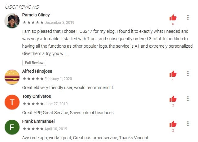 HOS247 ELD Android App Reviews