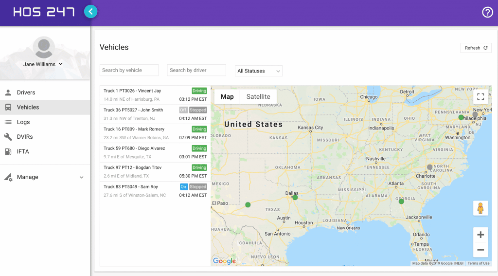 HOS 247 GPS tracking software