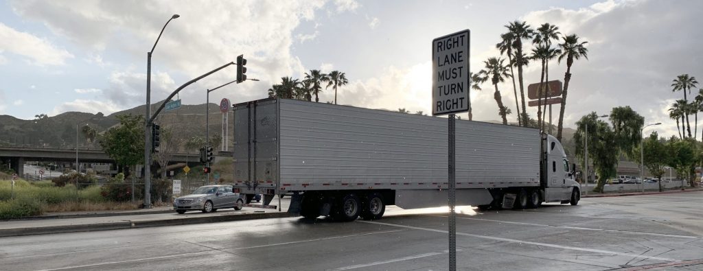 truck on a city road