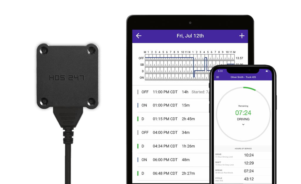 HOS247 ELD device and app