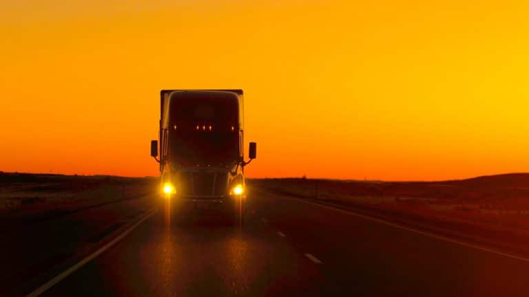 truck at sunset