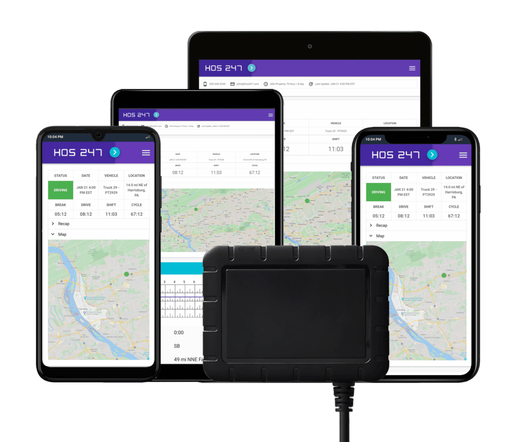 HOS247 GPS tracking device and apps