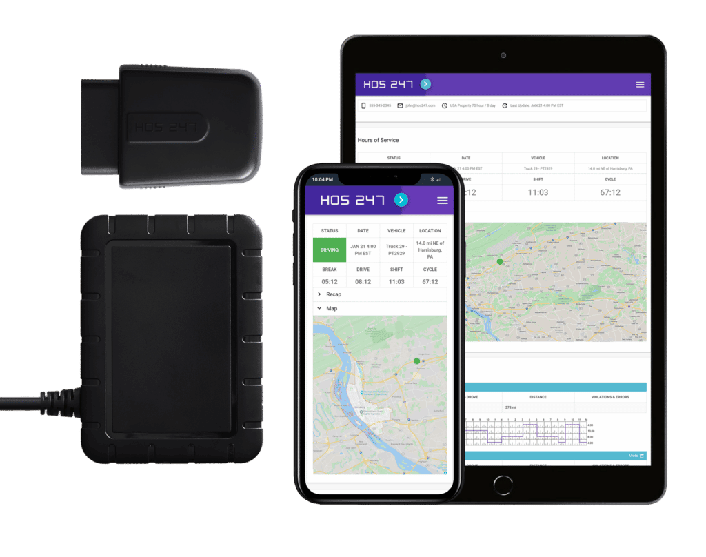 HOS247 GPS devices and app