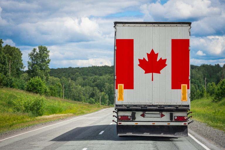 truck with canadian flag