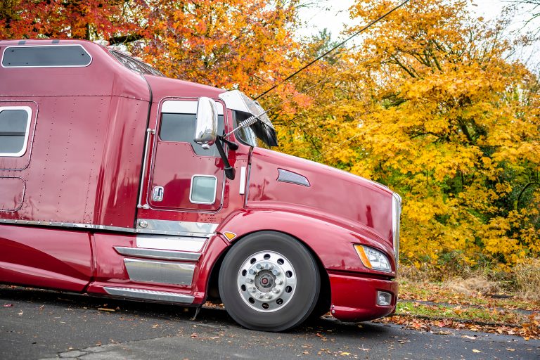 red american semi truck