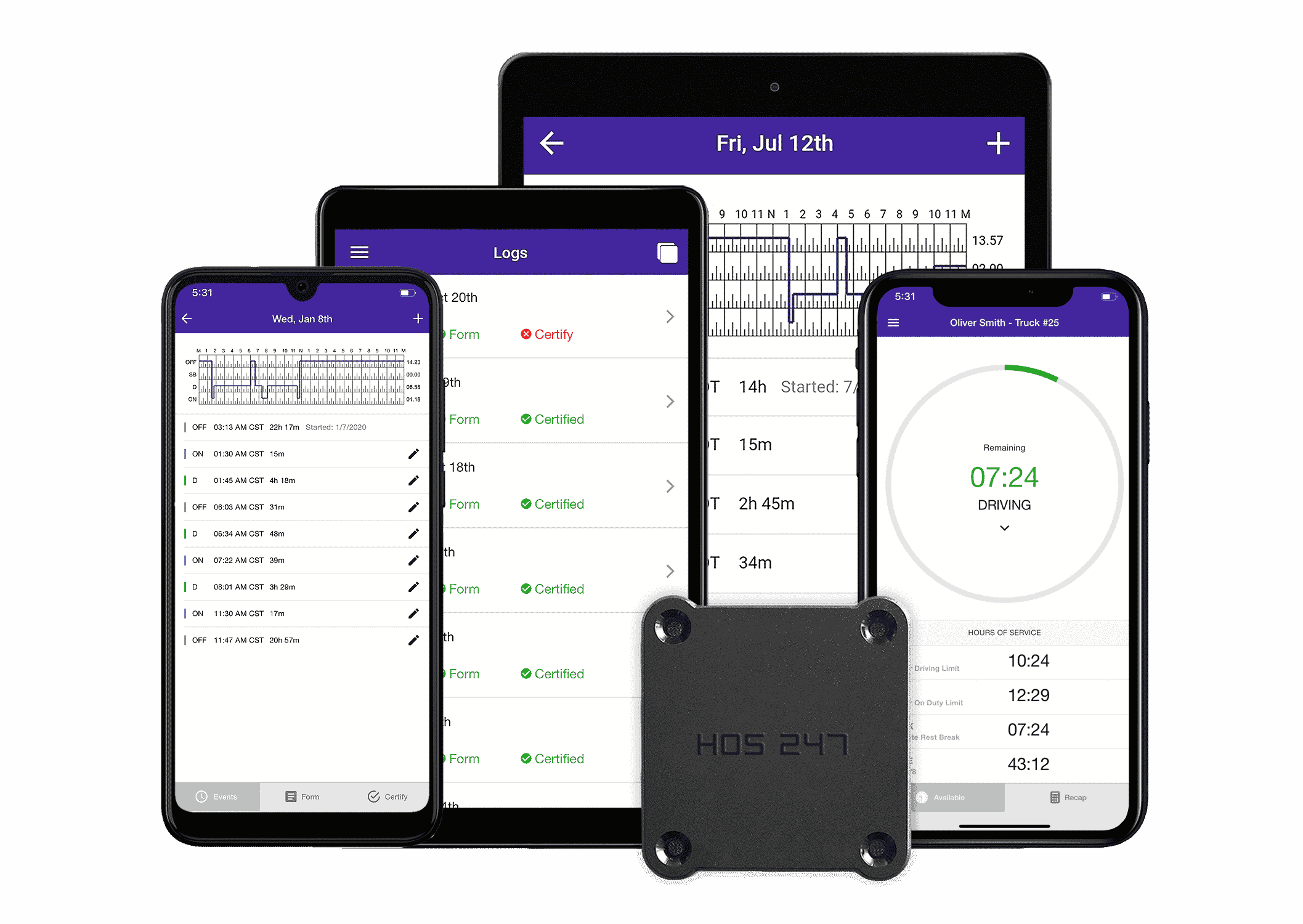 HOS247 electronic logbook app