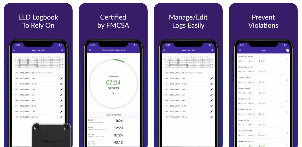 HOS247 logbook app iphone