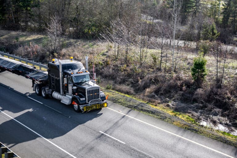 semi trailer on the sunny highway