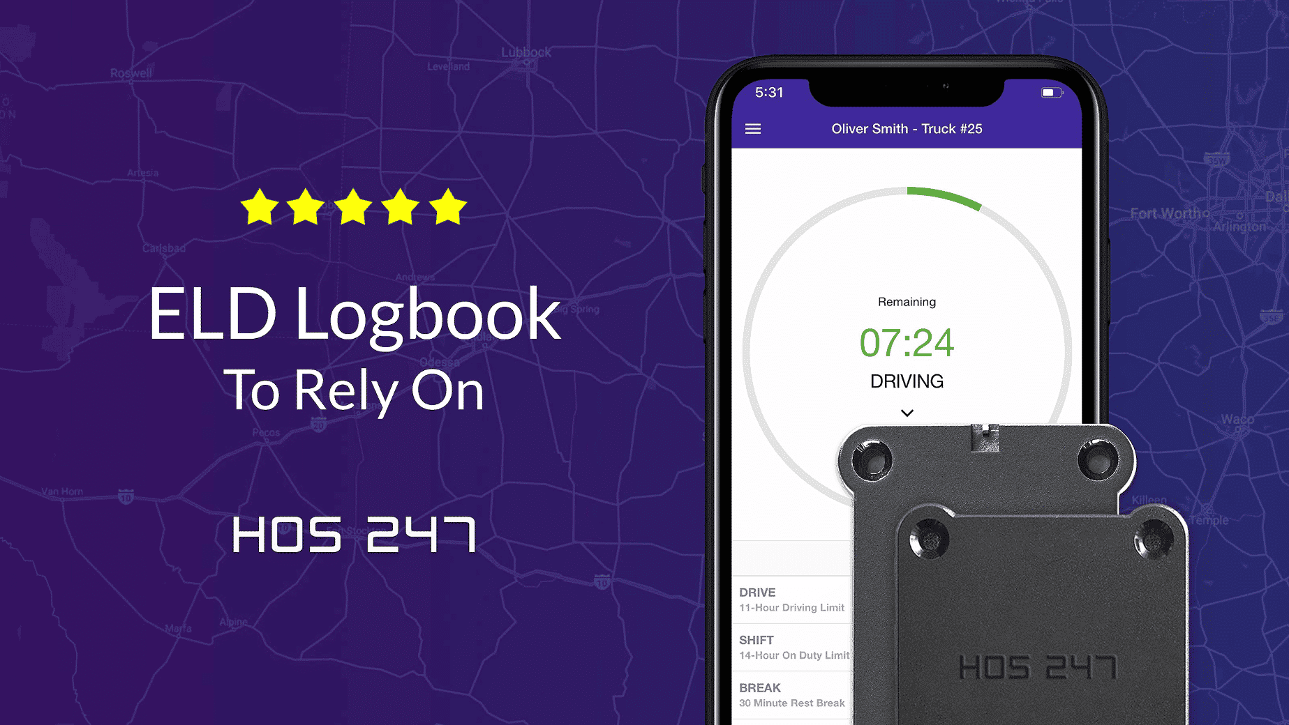 HOS247 trucker daily logbook