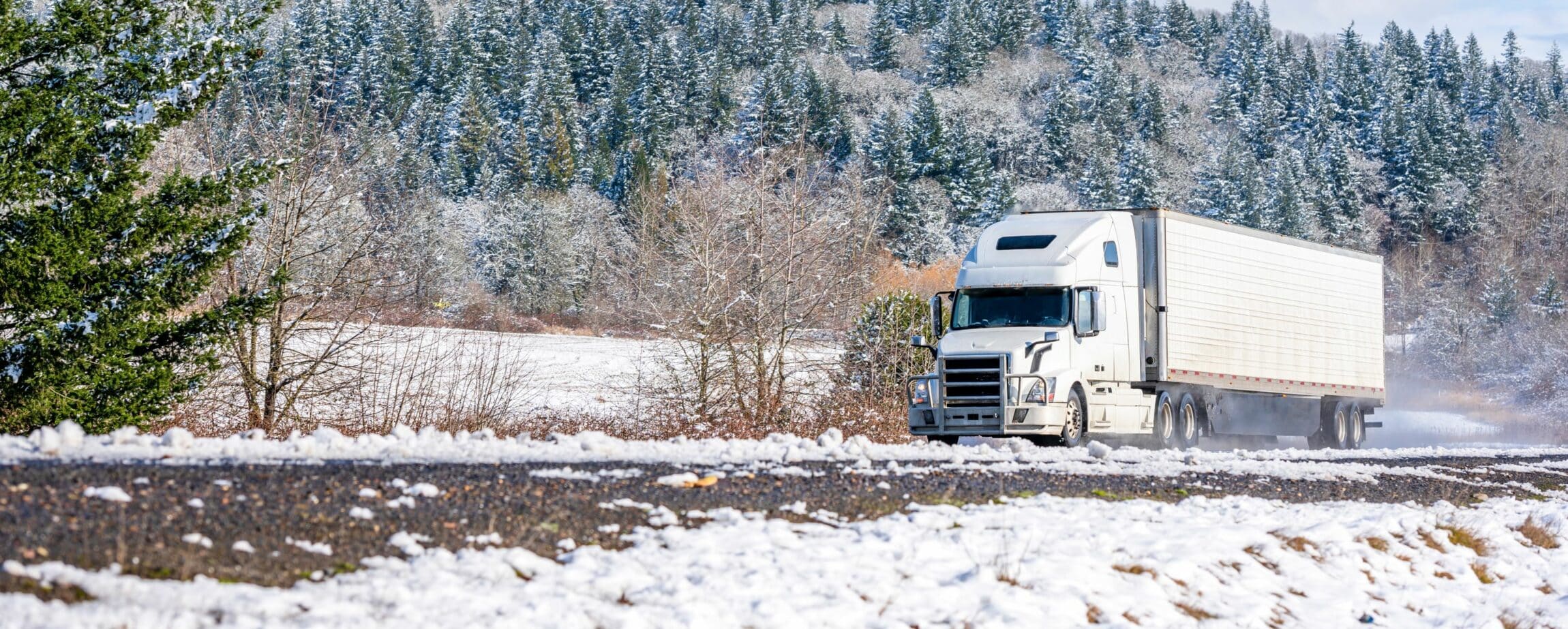 Big rig long haul white semi truck