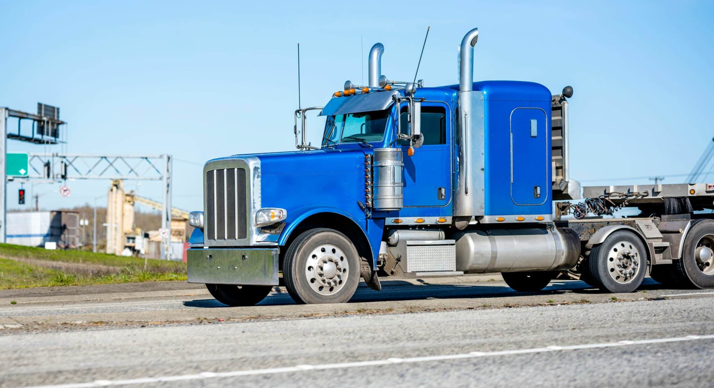 blue american truck tractor