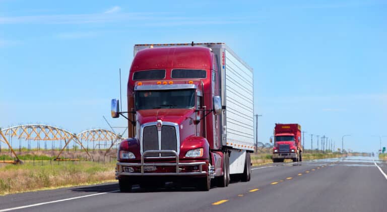 Red semi trucks