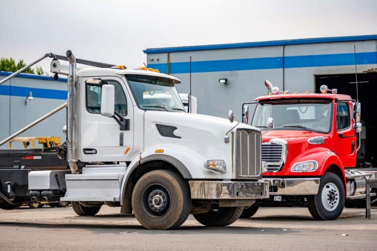 Two big rigs parked