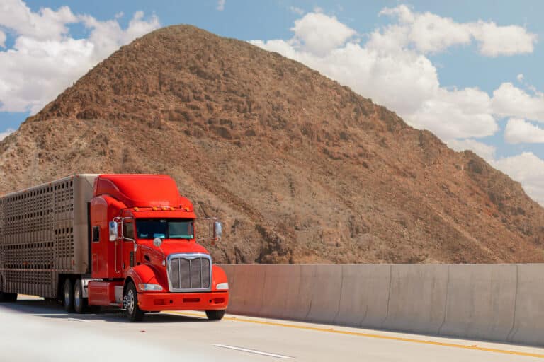 Truck against the backdrop of the mountain