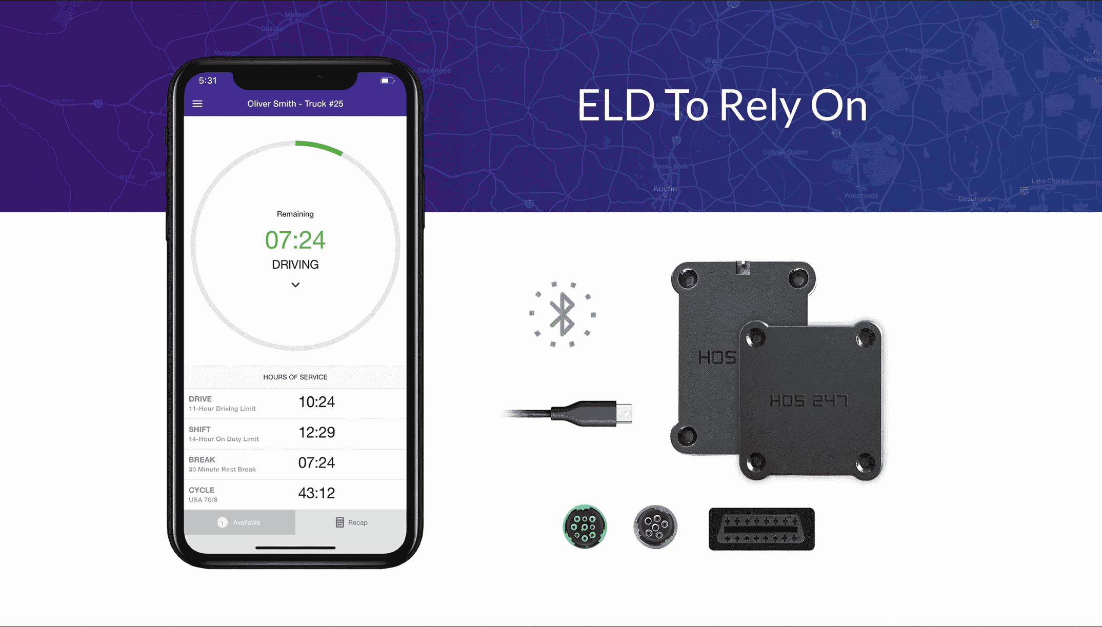 HOS247 ELD device and application