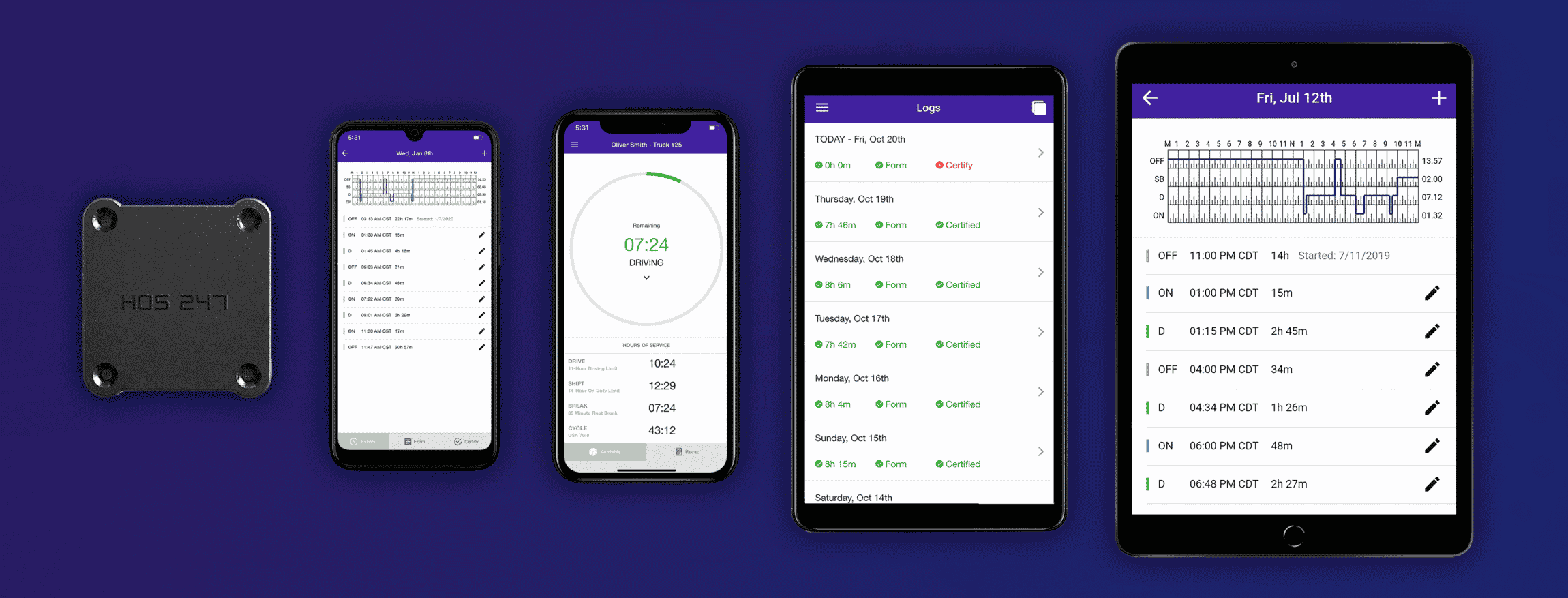 HOS247 logbook devices