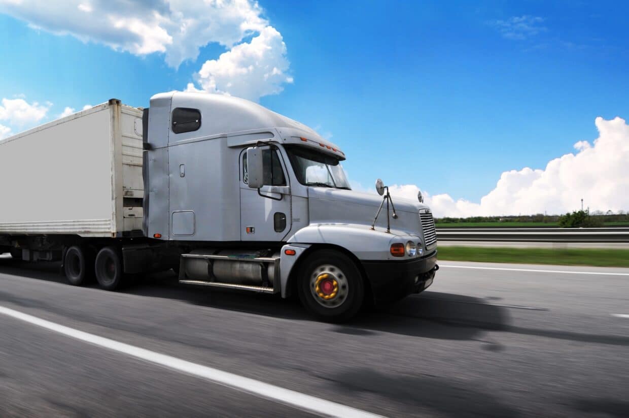 Close-up of a big grey american truck