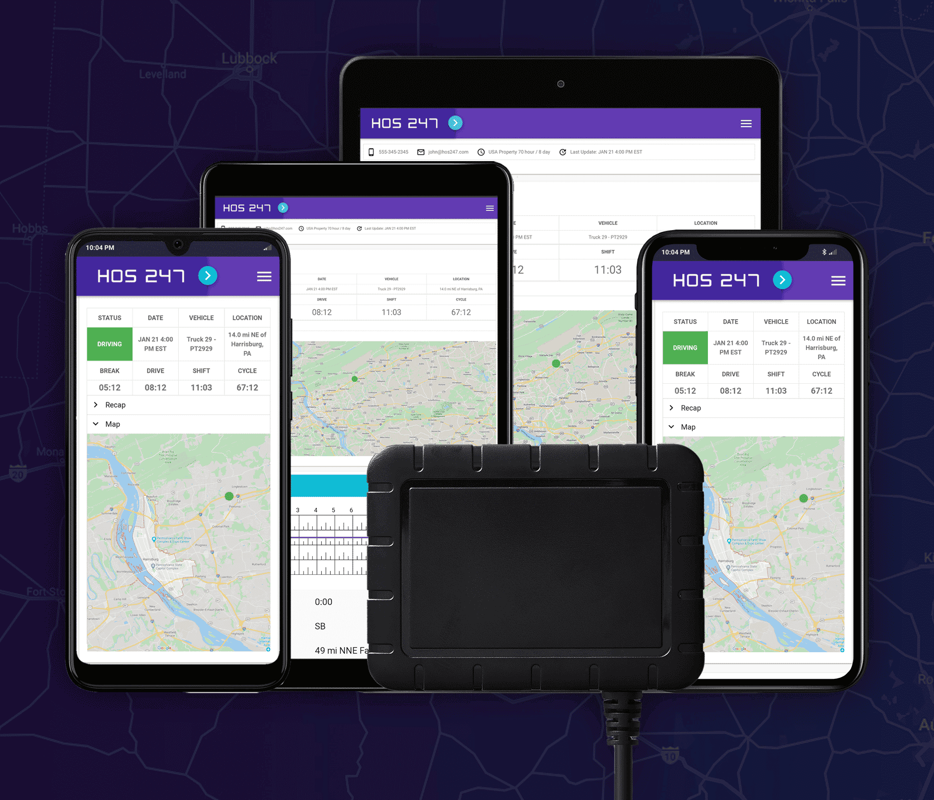 HOS247 GPS fleet tracking app