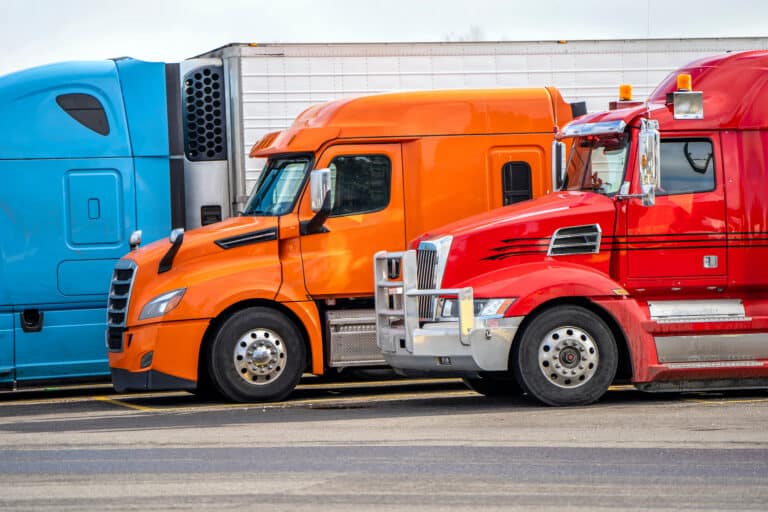 semi trucks at truck stop parking