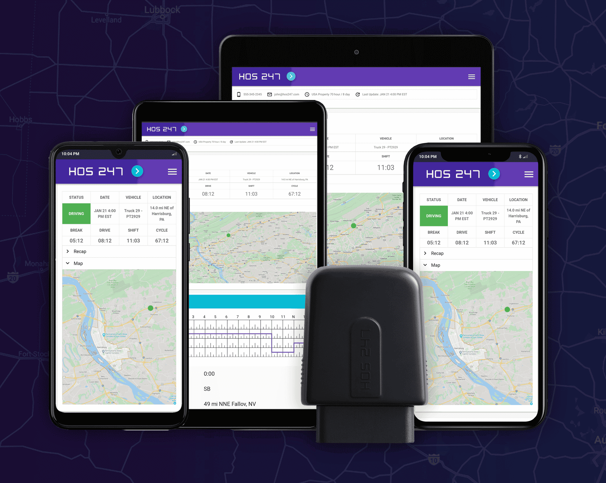 HOS247 GPS fleet tracking app