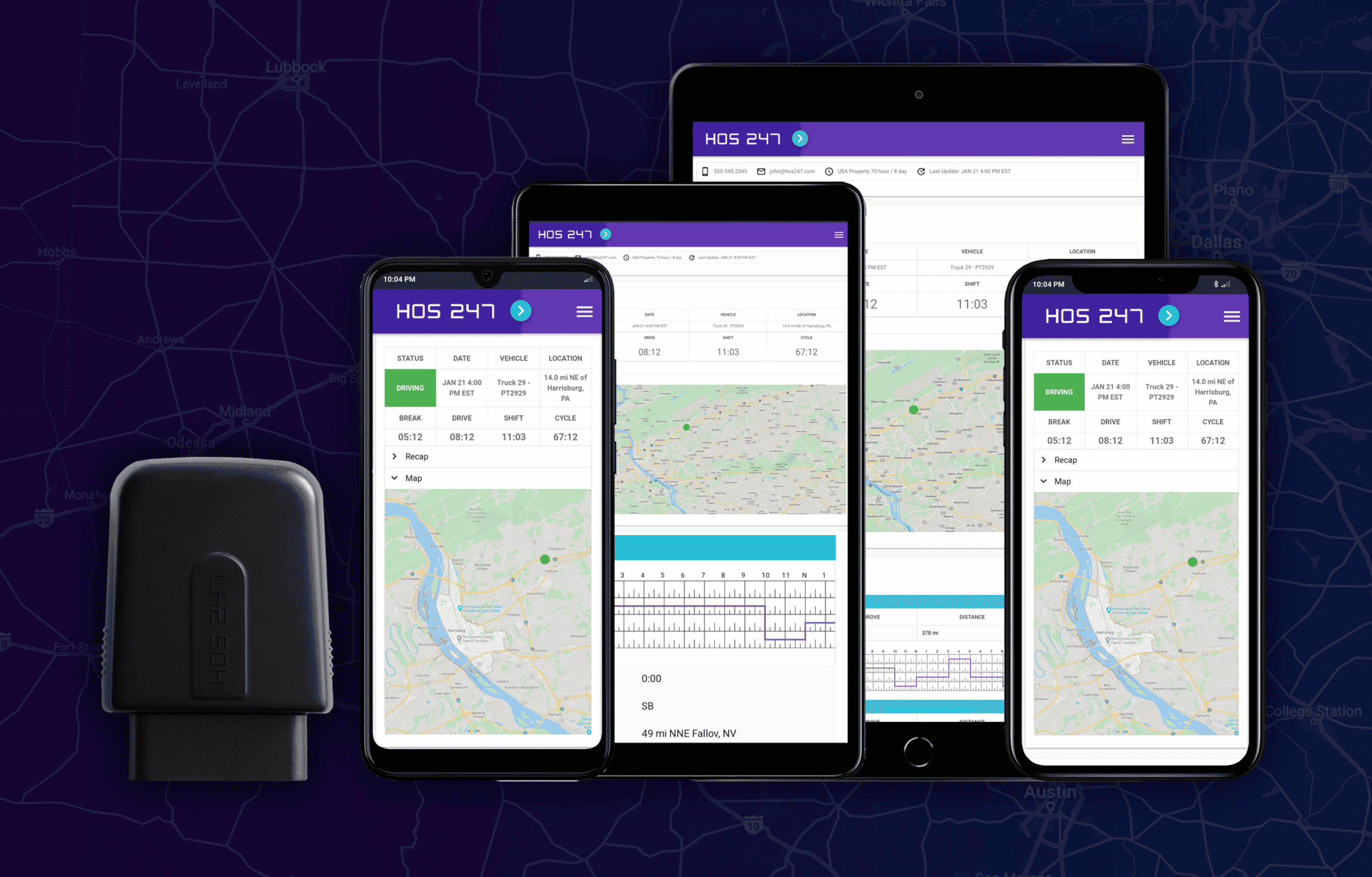 HOS247 GPS tracking app