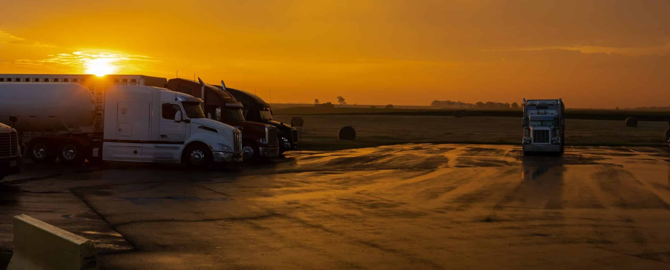 truck parking while sunset