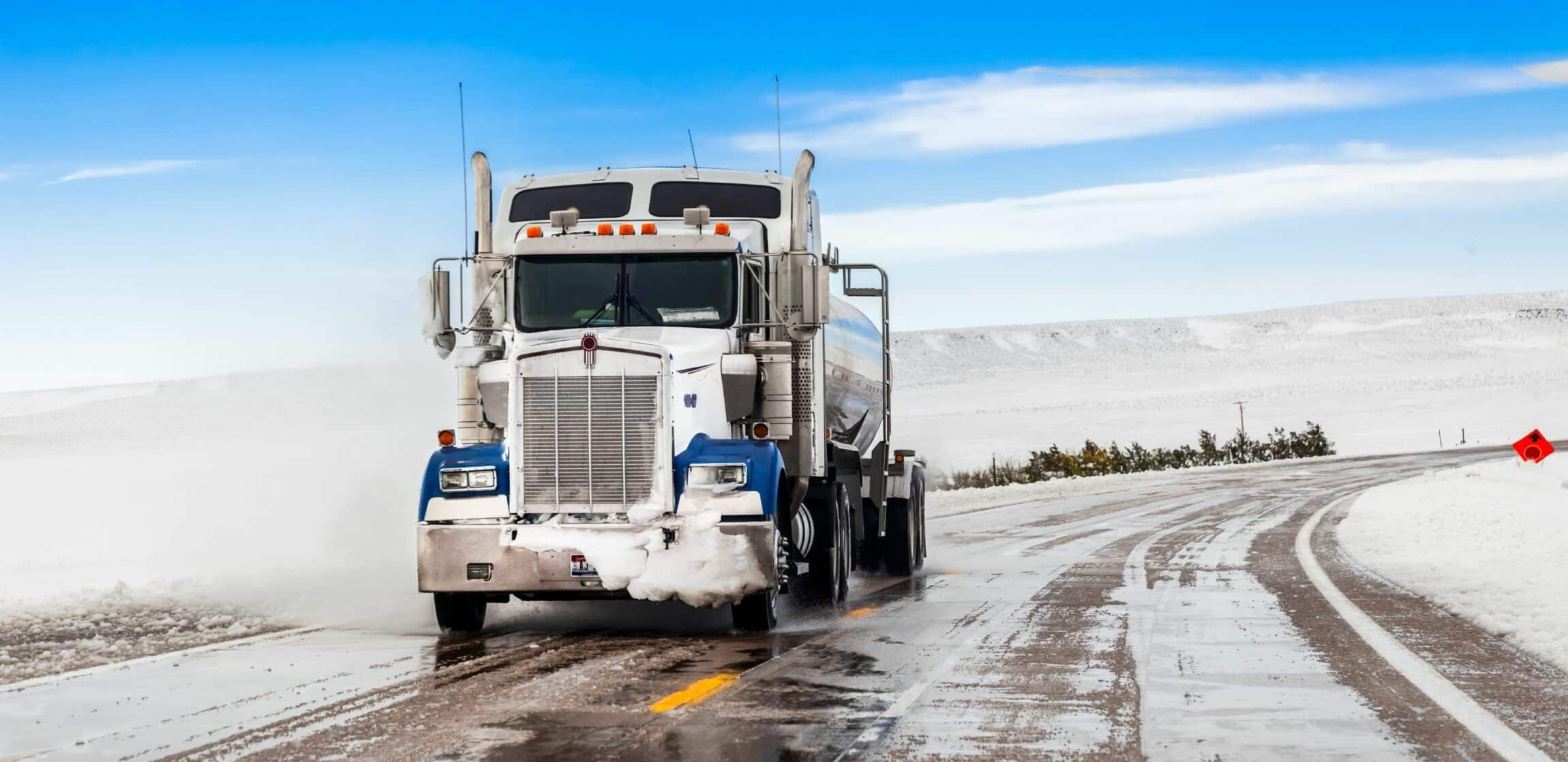 truck on a snow road