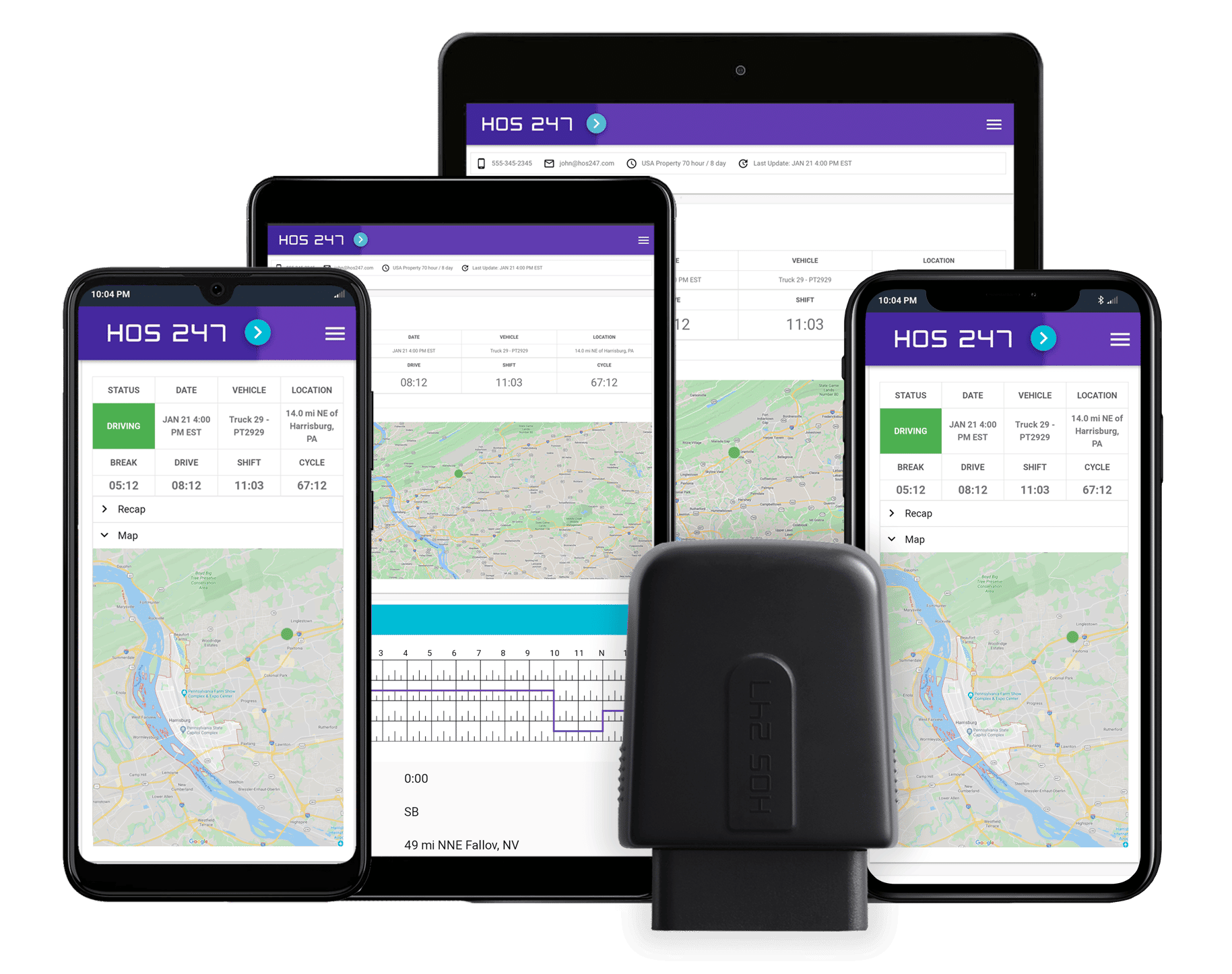 HOS247 GPS tracking app