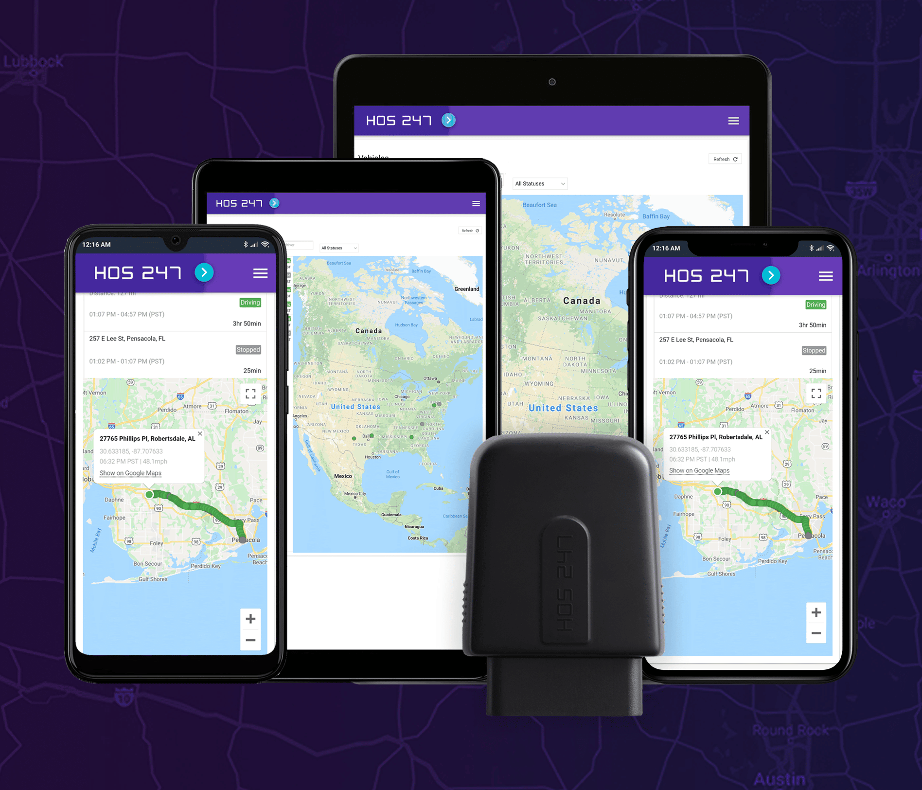 HOS247 GPS tracking app