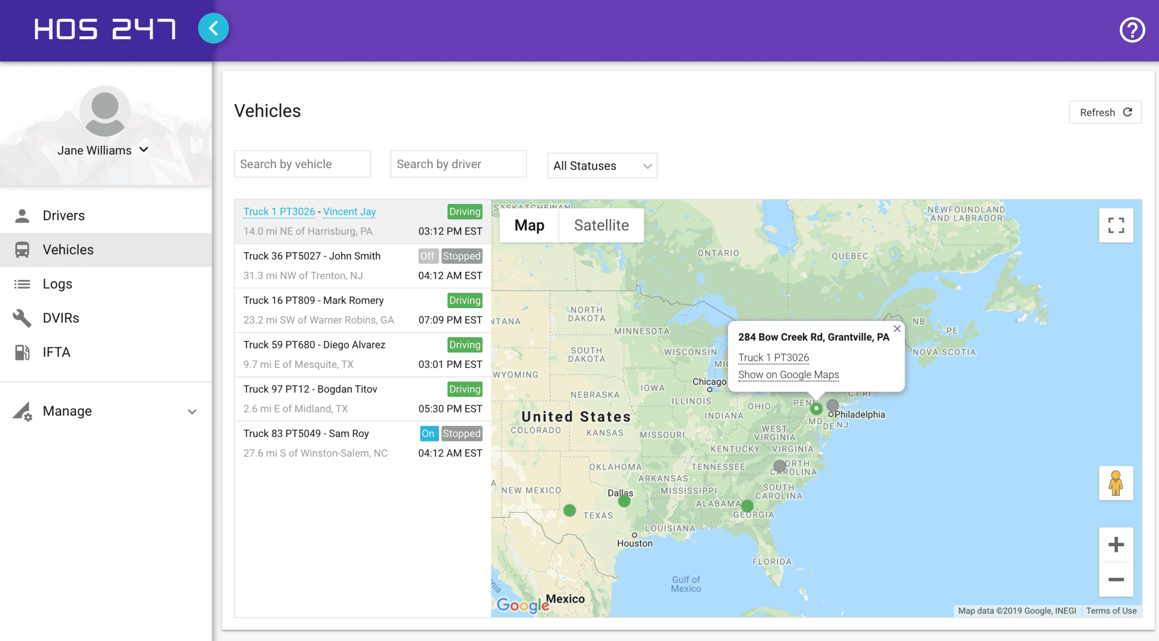 HOS247 GPS tracking portal