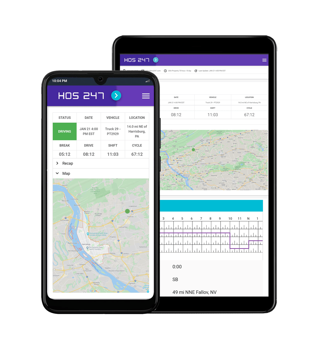 HOS247 GPS fleet tracking app