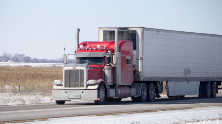 Truck with red cabin