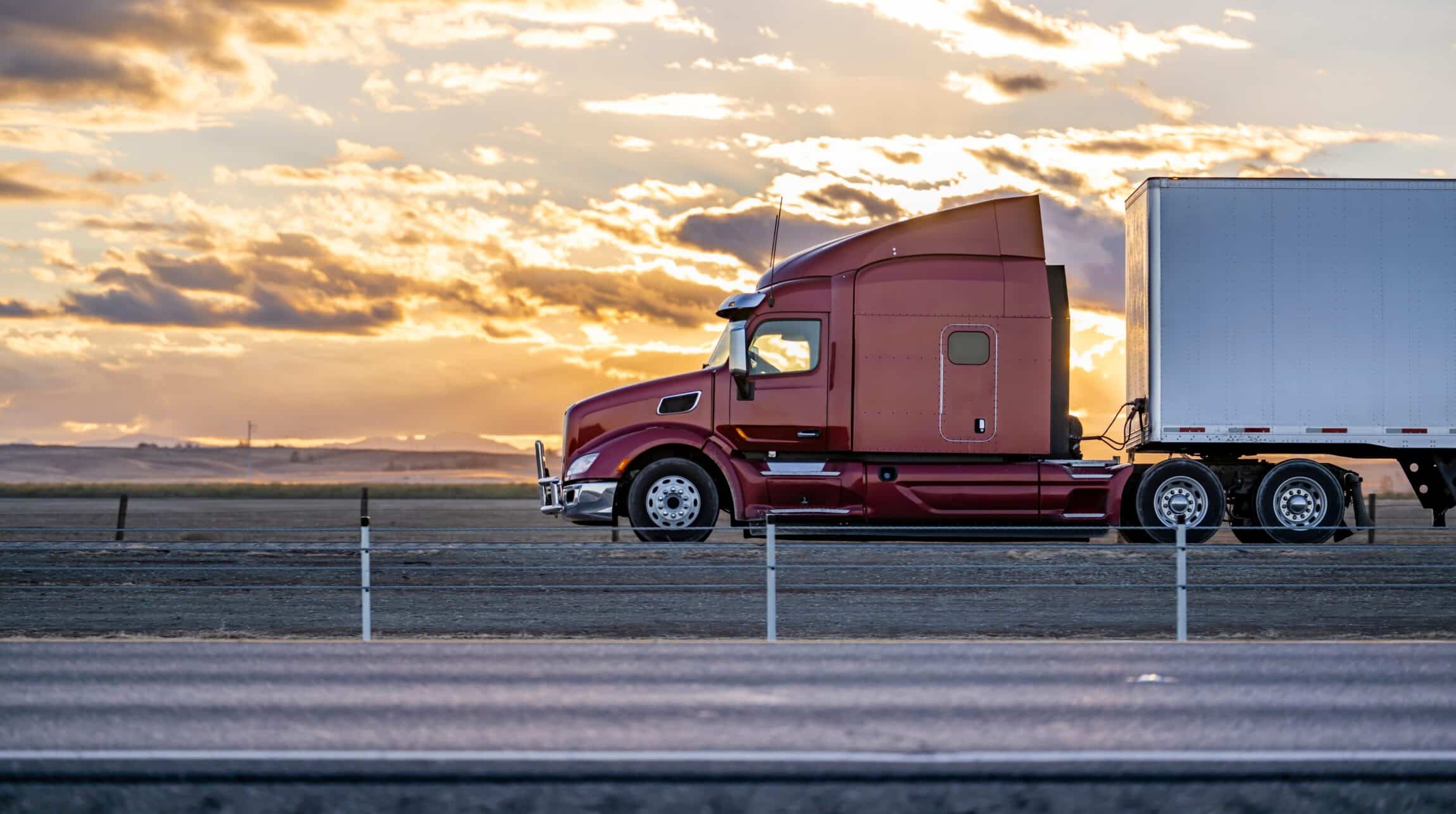 red classic iconic American big rig