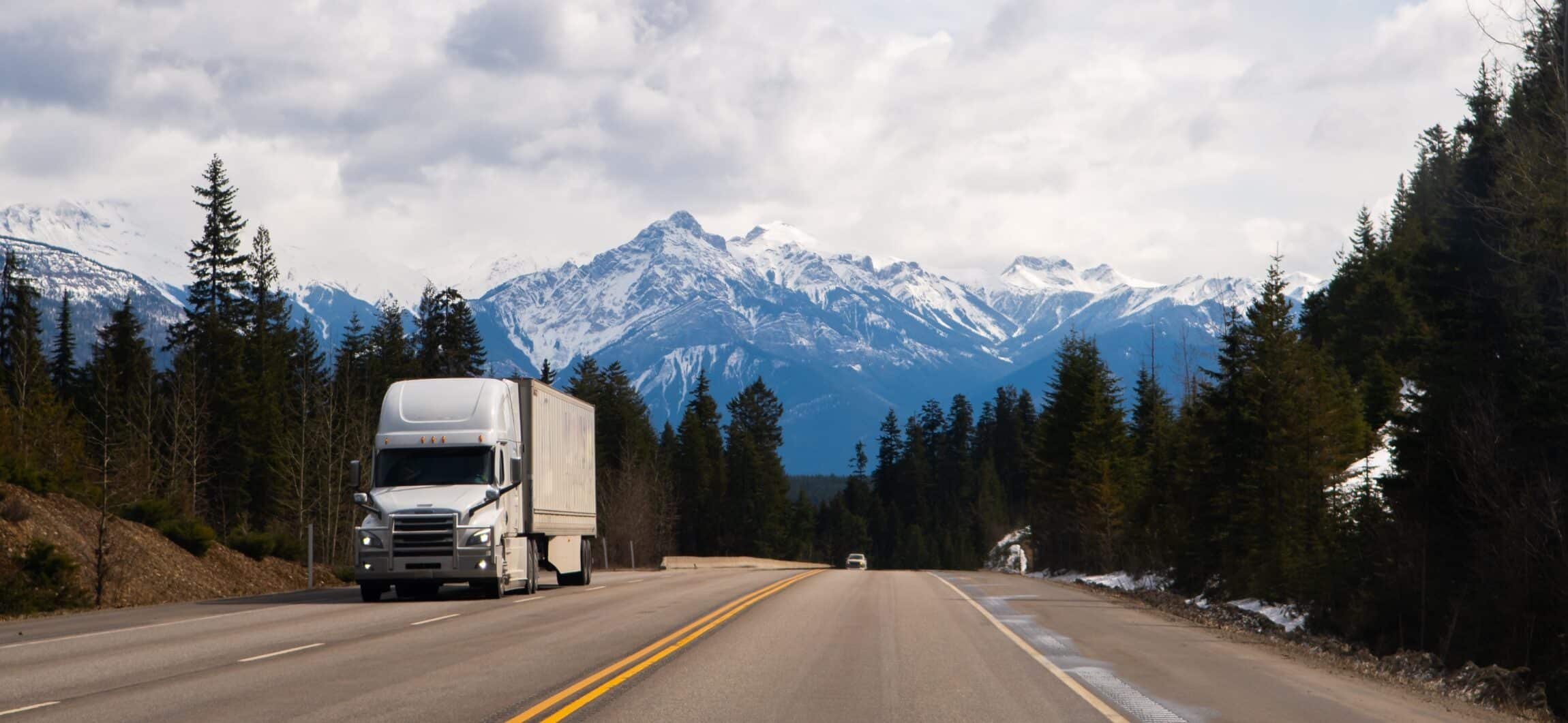 semi truck on a winter road