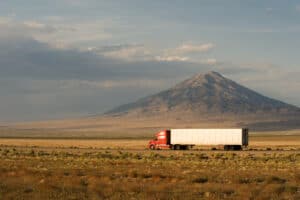 Truck with mountain in the background