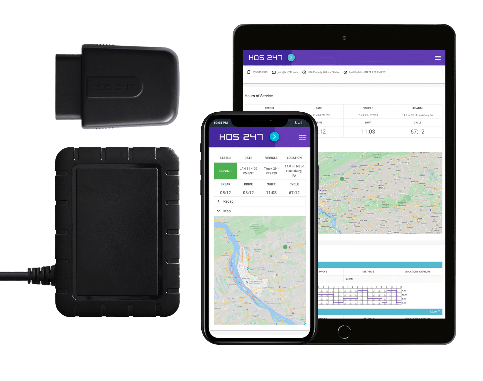 HOS247 fleet tracking system app