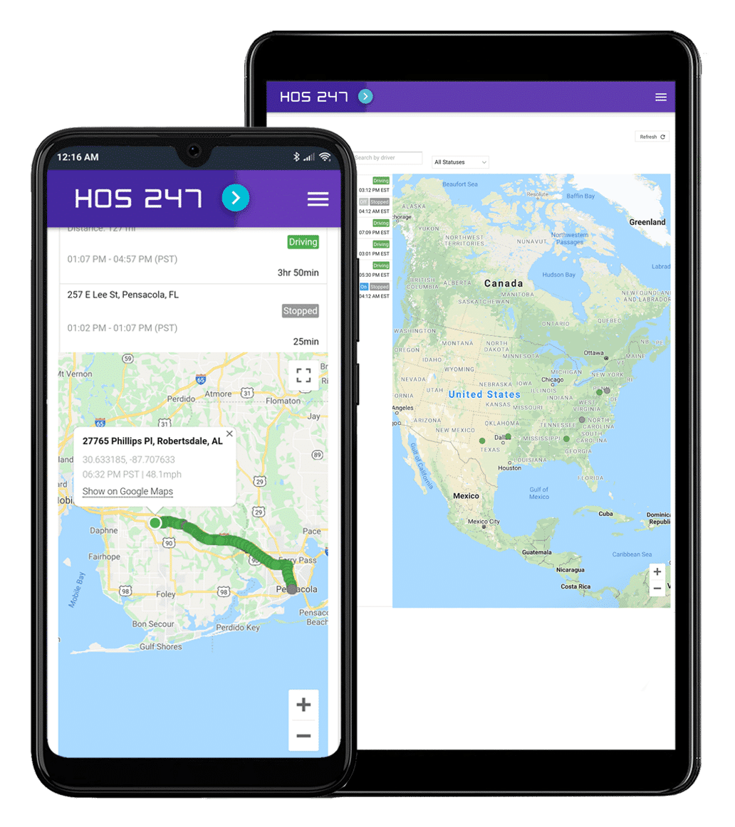 HOS247 GPS fleet tracking app