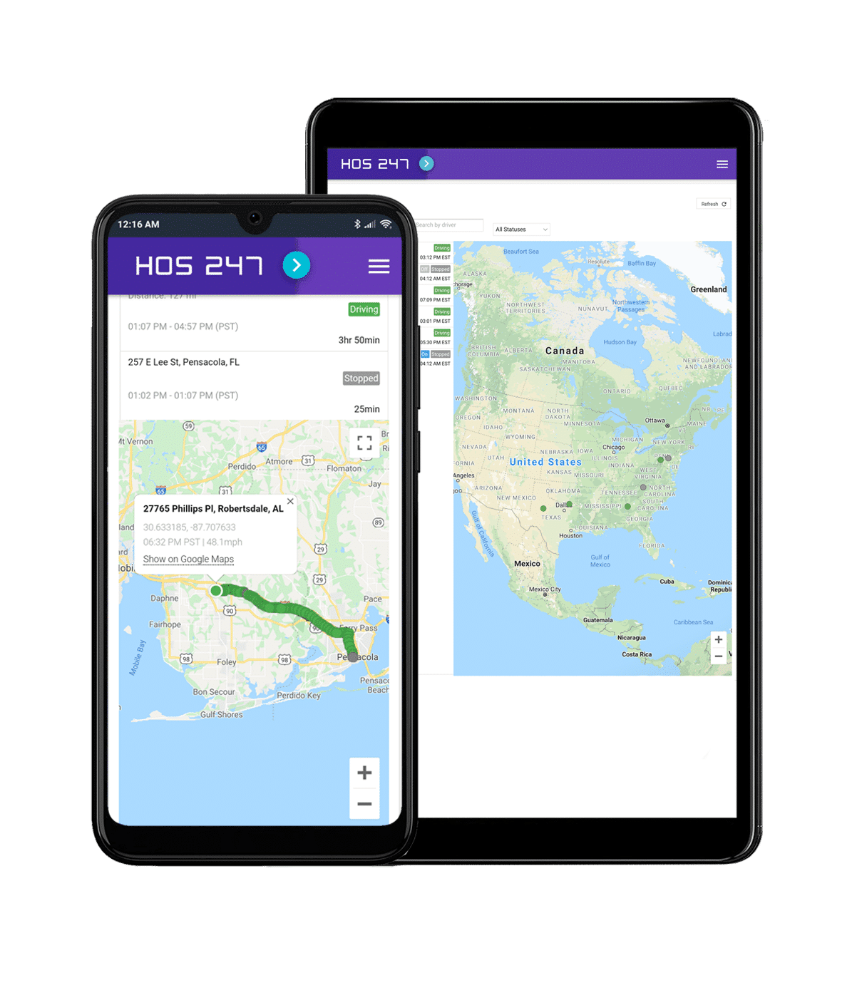 HOS247 GPS fleet tracking app