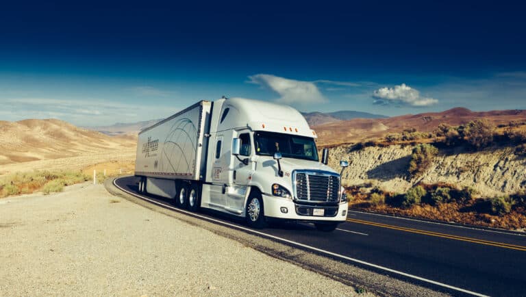 Big white truck on road