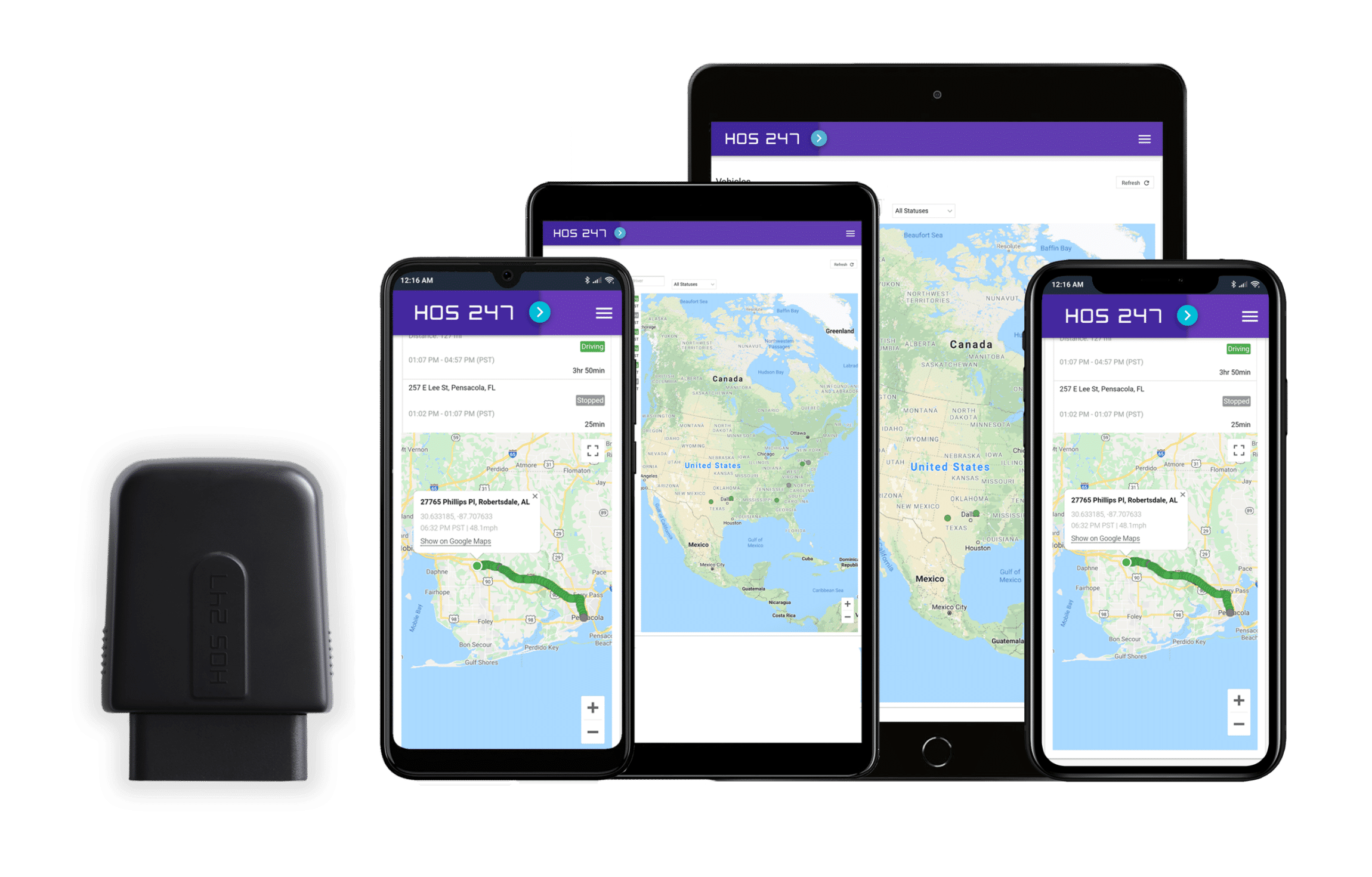 HOS247 Semi trailer GPS tracker app