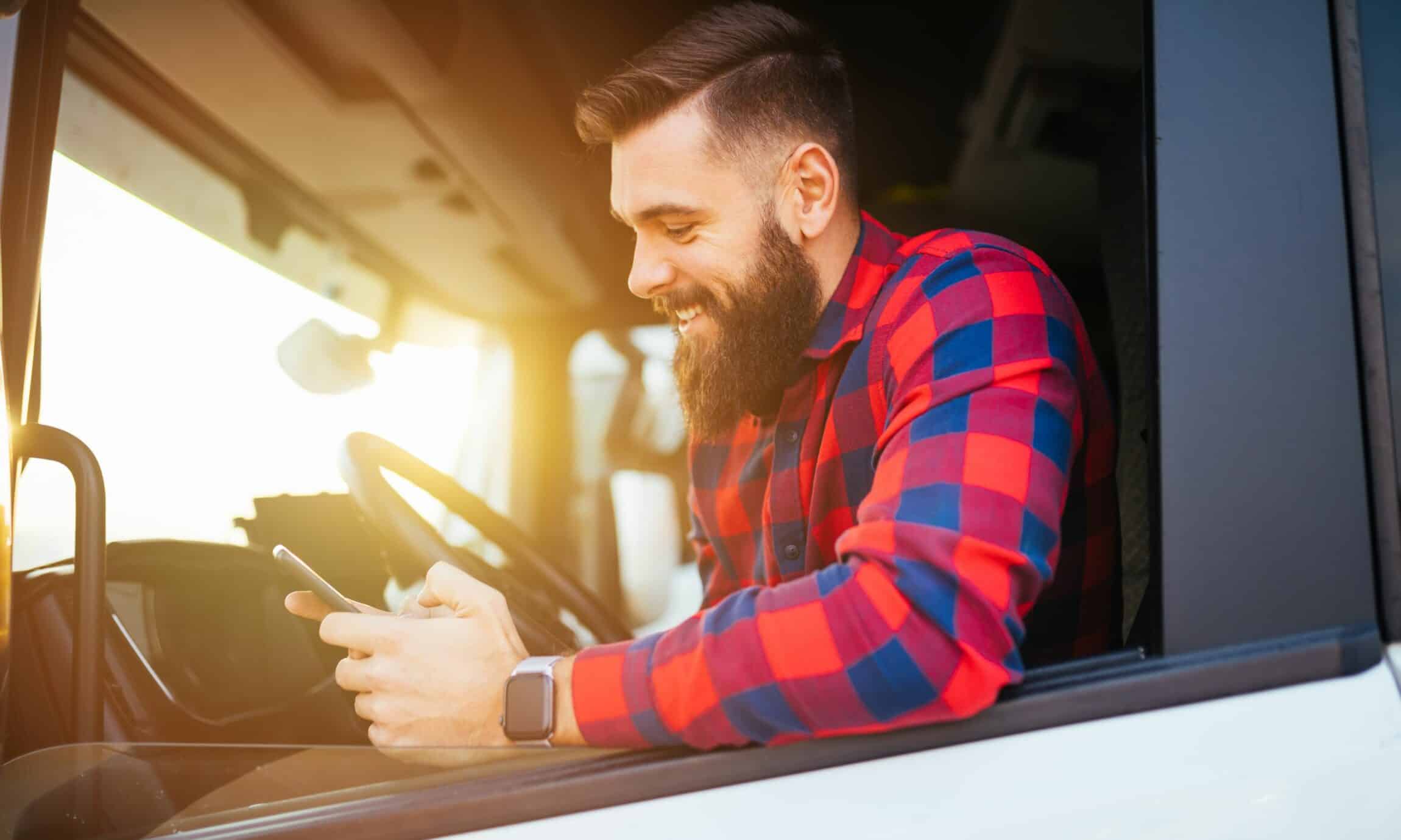 trucker with a smartphone