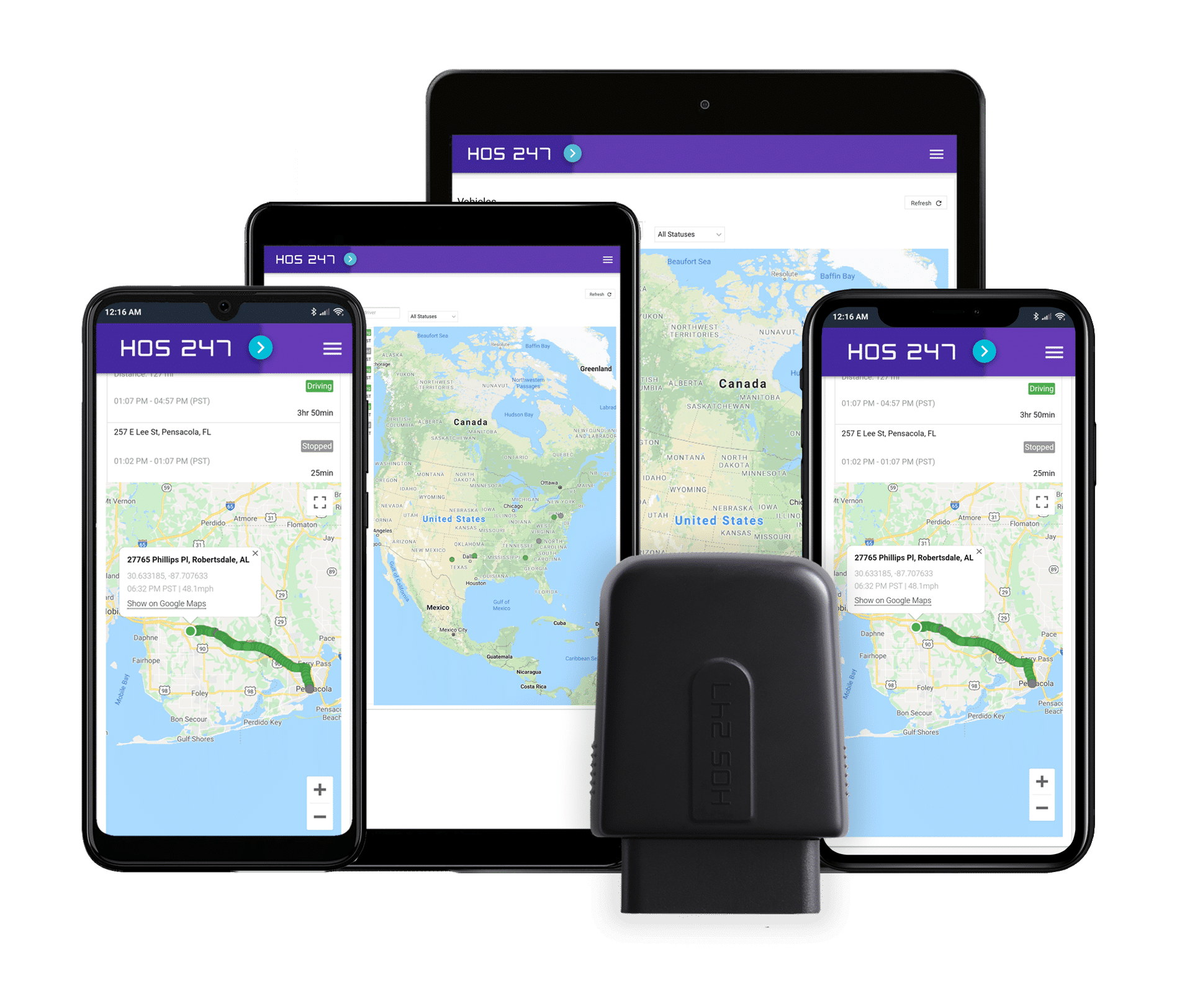 HOS247 live truck tracking app