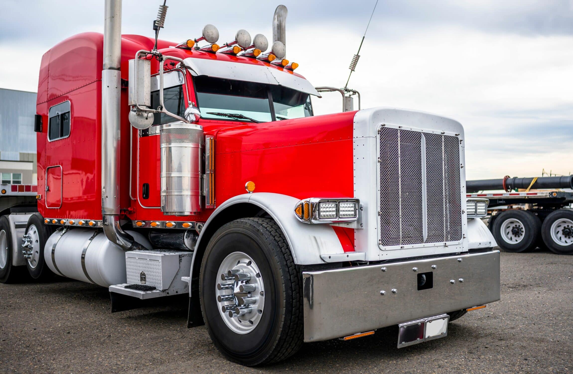 powerful red classic big rig