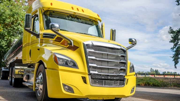 Front of yellow semi