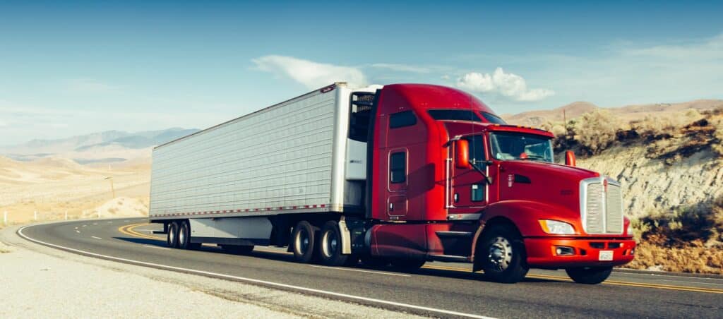 Truck on highway in California