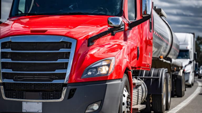 Shiny red semi cabin