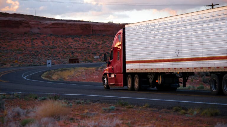 Semi at dusk