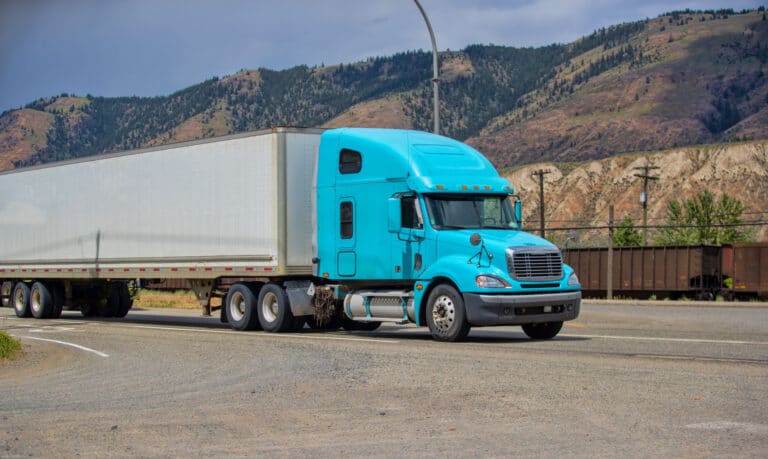 Truck with baby blue cabin